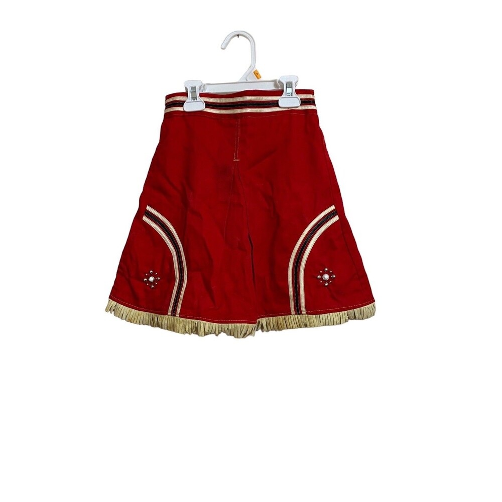 Girls Handmade Red Fringe Costume Skirt Approx Size 4/5 Western Dance